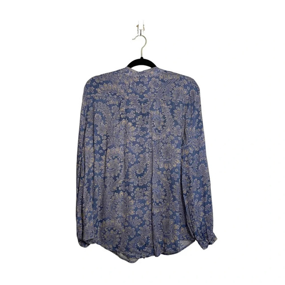 Lucky Brand Blue & Cream Paisley Print Button Front Blouse Large Women’s - Picture 5 of 10